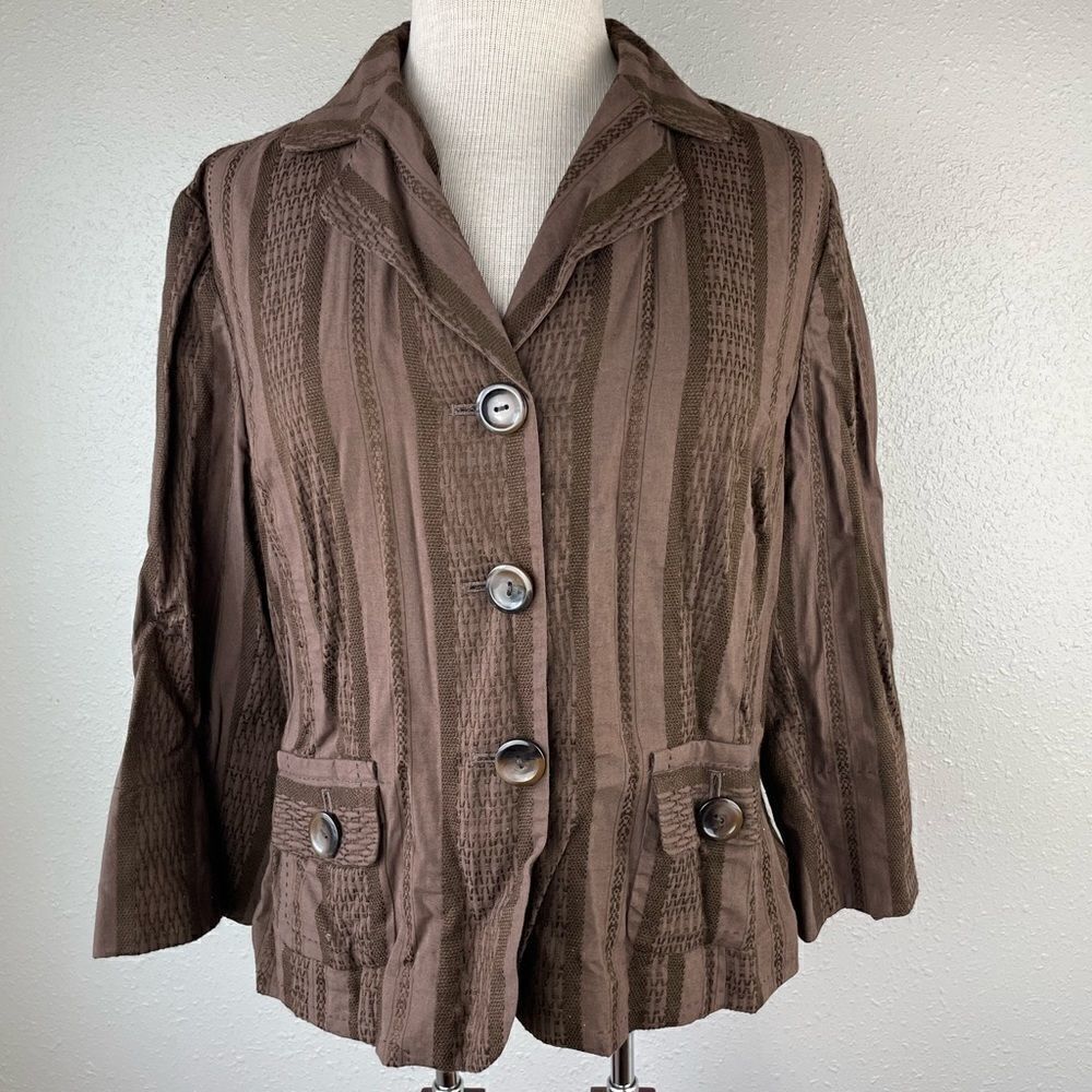 Nine & Company Brown Button Down Jacket Size 12 EUC